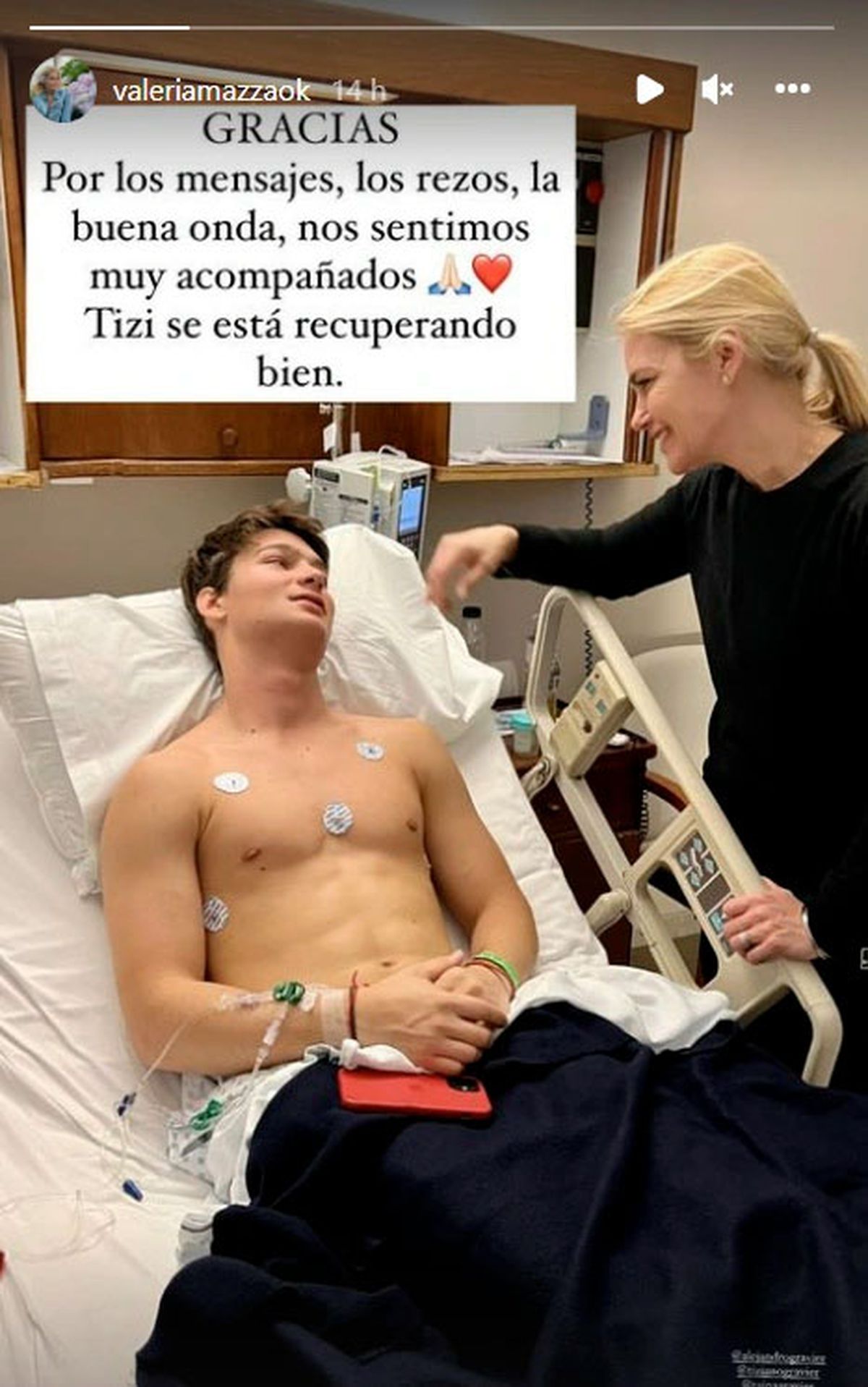 Junto a Tiziano Gravier. El mensaje de Valeria Mazza en su cuenta de Instagram. (Gentileza @valeriamazza).