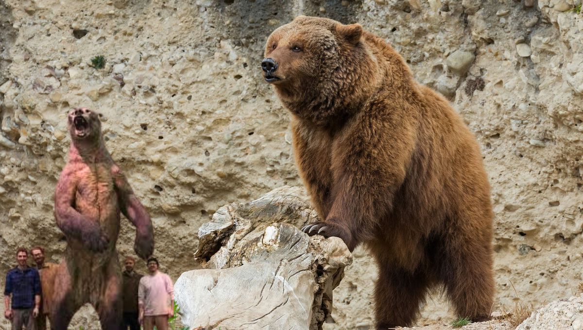Un oso actual comparado con el Arctotherium angustidens de hace miles de años Un oso actual comparado con el Arctotherium angustidens de hace miles de años