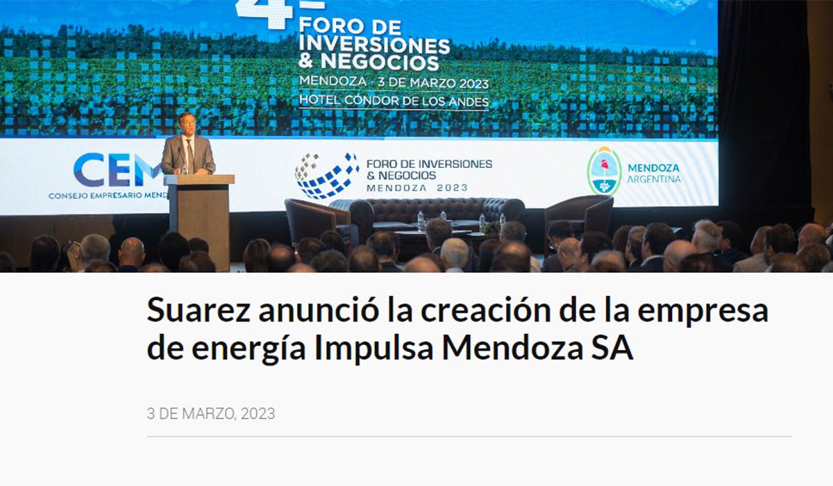 Así anunció el Gobierno la creación de la nueva empresa estatal Impulsa Mendoza S.A.