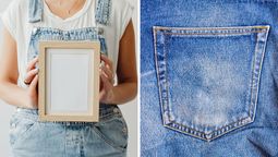 Con un viejo portaretratos y un bolsillo de pantalón, crea está ingeniosa idea para la entrada de tu casa