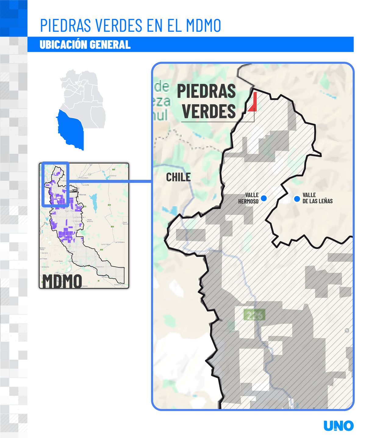 Bien al norte del Malargüe Distrito Minero Occidental se encuentra ubicado Piedras Verdes, el proyecto que no obtuvo permiso para hacer minería.