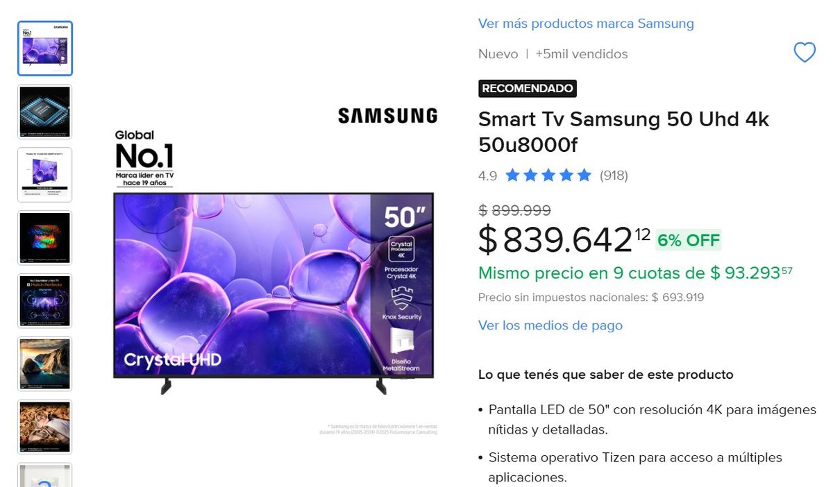 Este televisor de Samsung está de oferta en Mercado Libre. Este televisor de Samsung está de oferta en Mercado Libre.