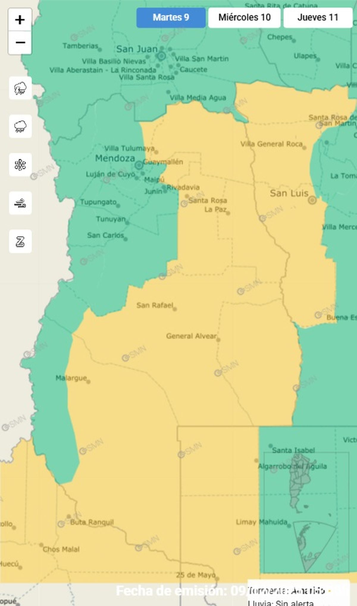 Estas son las zonas en alerta por fuertes tormentas. Estas son las zonas en alerta por fuertes tormentas.