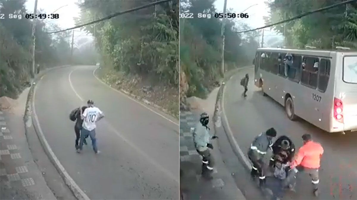Un joven delincuente intentó robarle a una mujer y un grupo de trabajadores la defendió.