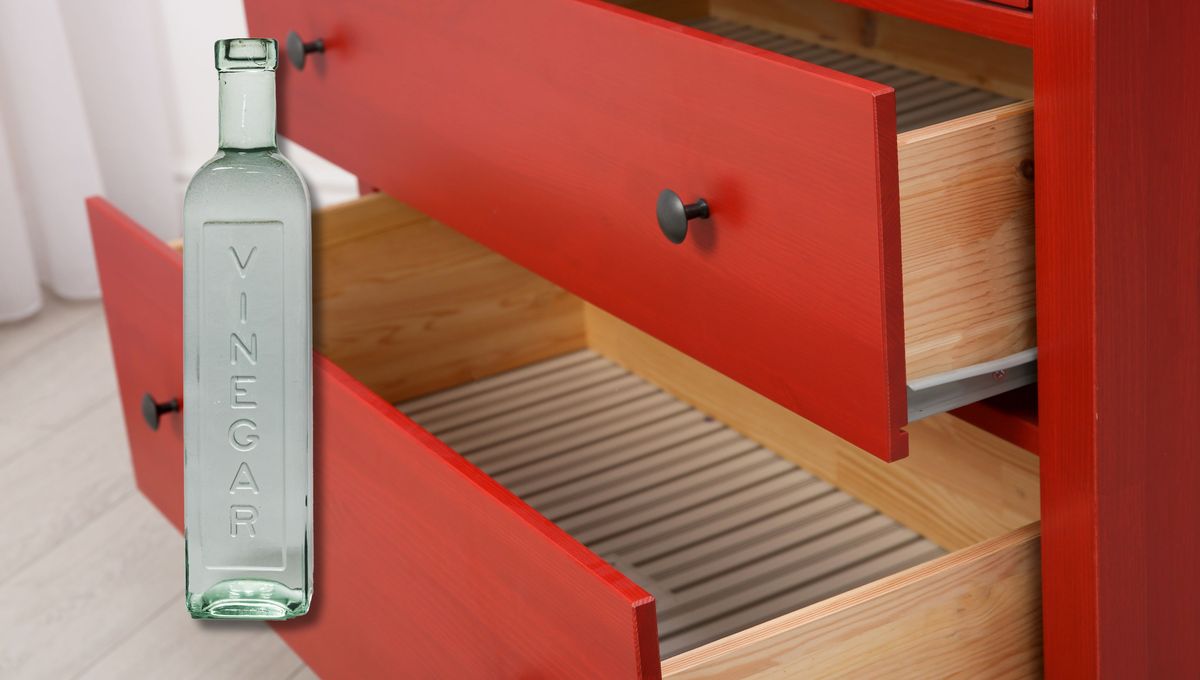 Deja que el vinagre actúe y haga efecto dentro de los cajones de ropa. Deja que el vinagre actúe y haga efecto dentro de los cajones de ropa.