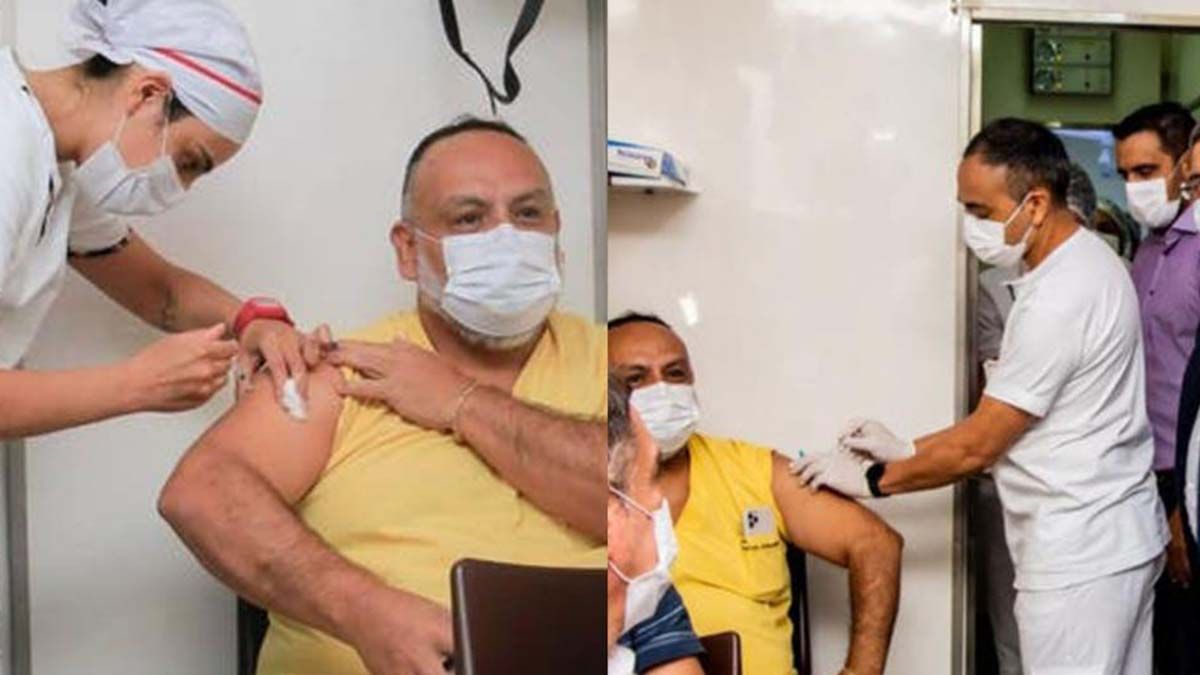 Las fotos del médico riojano que se vacunó dos veces.&nbsp;