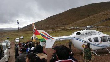 Gran susto vivió Evo Morales al aterrizar de emergencia el helicóptero que lo trasladaba