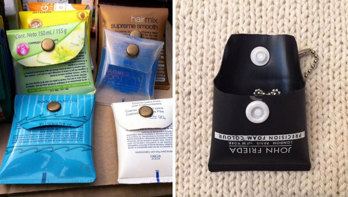 Envases de plástico reciclados y convertidos en monederos. Envases de plástico reciclados y convertidos en monederos. 