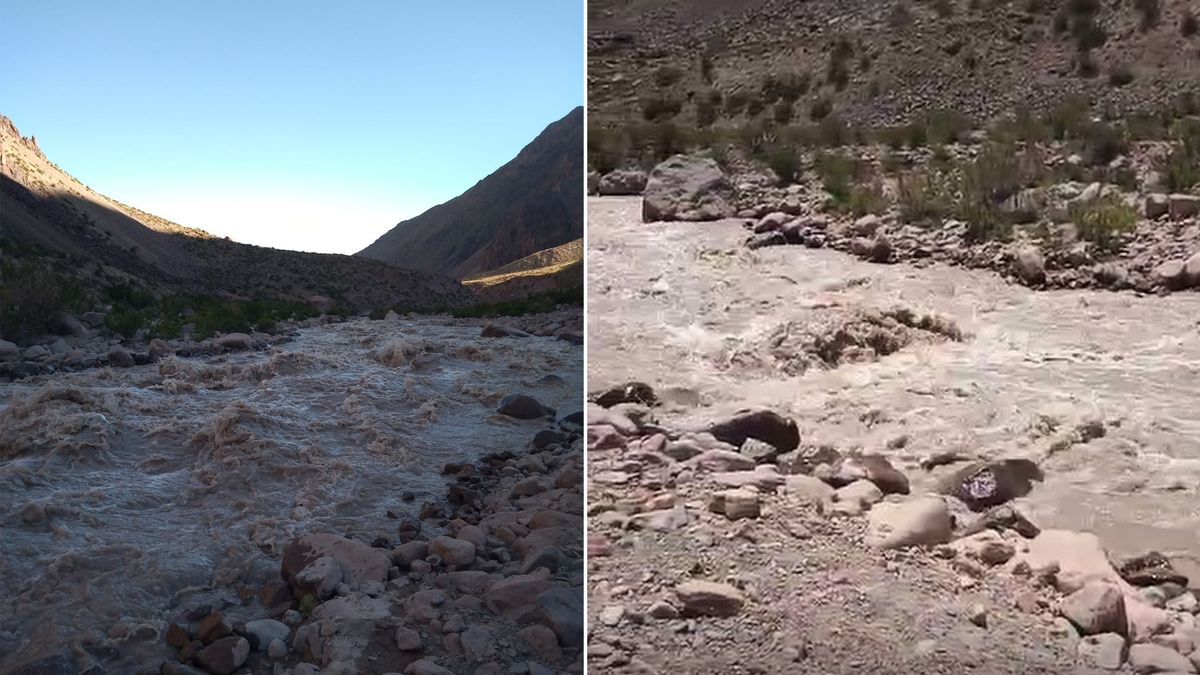 La crecida de los ríos debido al deshielo intenso provocó crecidas en el río Vacas. La crecida de los ríos debido al deshielo intenso provocó crecidas en el río Vacas.