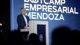 El gobernador Alfredo Cornejo en su discurso de apertura del Bootcamp Empresarial Mendoza. Gentileza