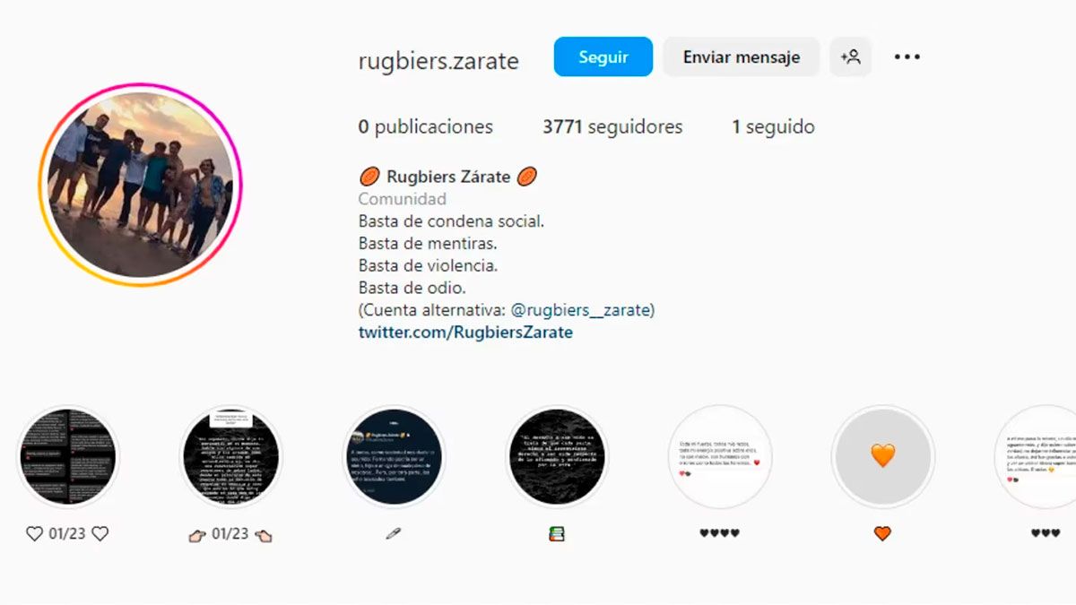 Caso Fernando Báez Sosa. Para Instagram crearon la cuenta @rugbiers.zarate e interactuaban con los seguidores.