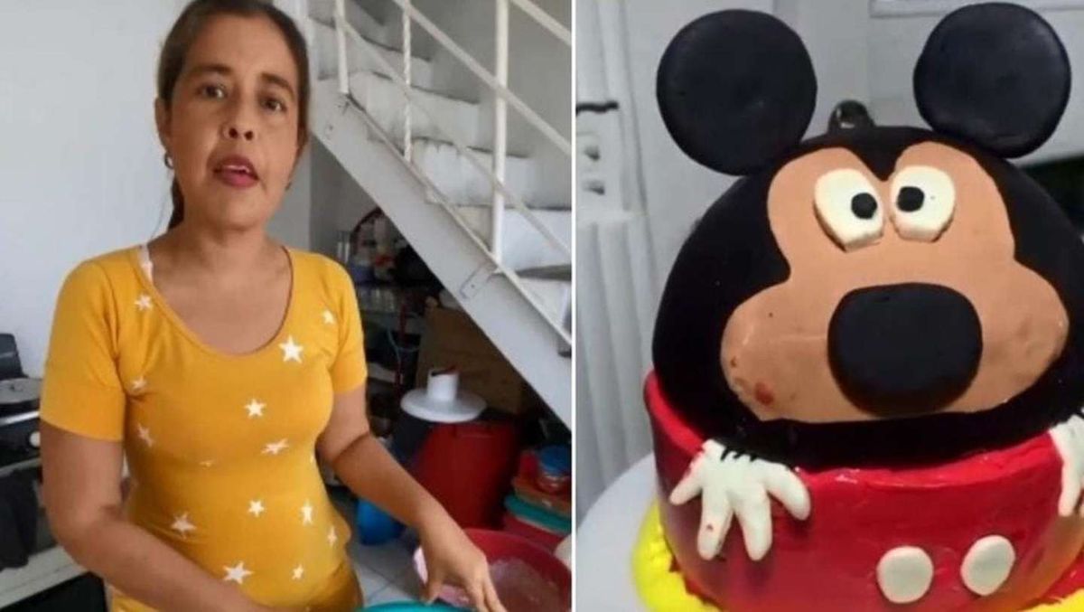 Torta fallida. La torta de Mickey Mouse le salió mal y vivió un calvario viral.