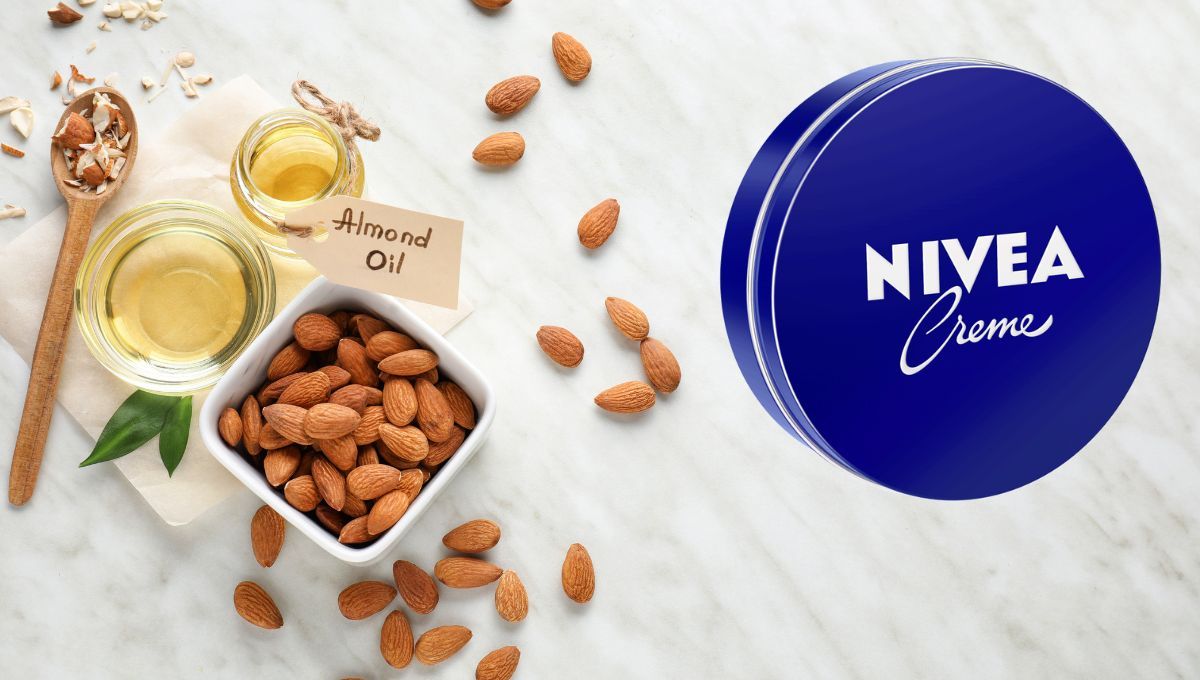 Crema Nivea y aceite de almendras. Crema Nivea y aceite de almendras.