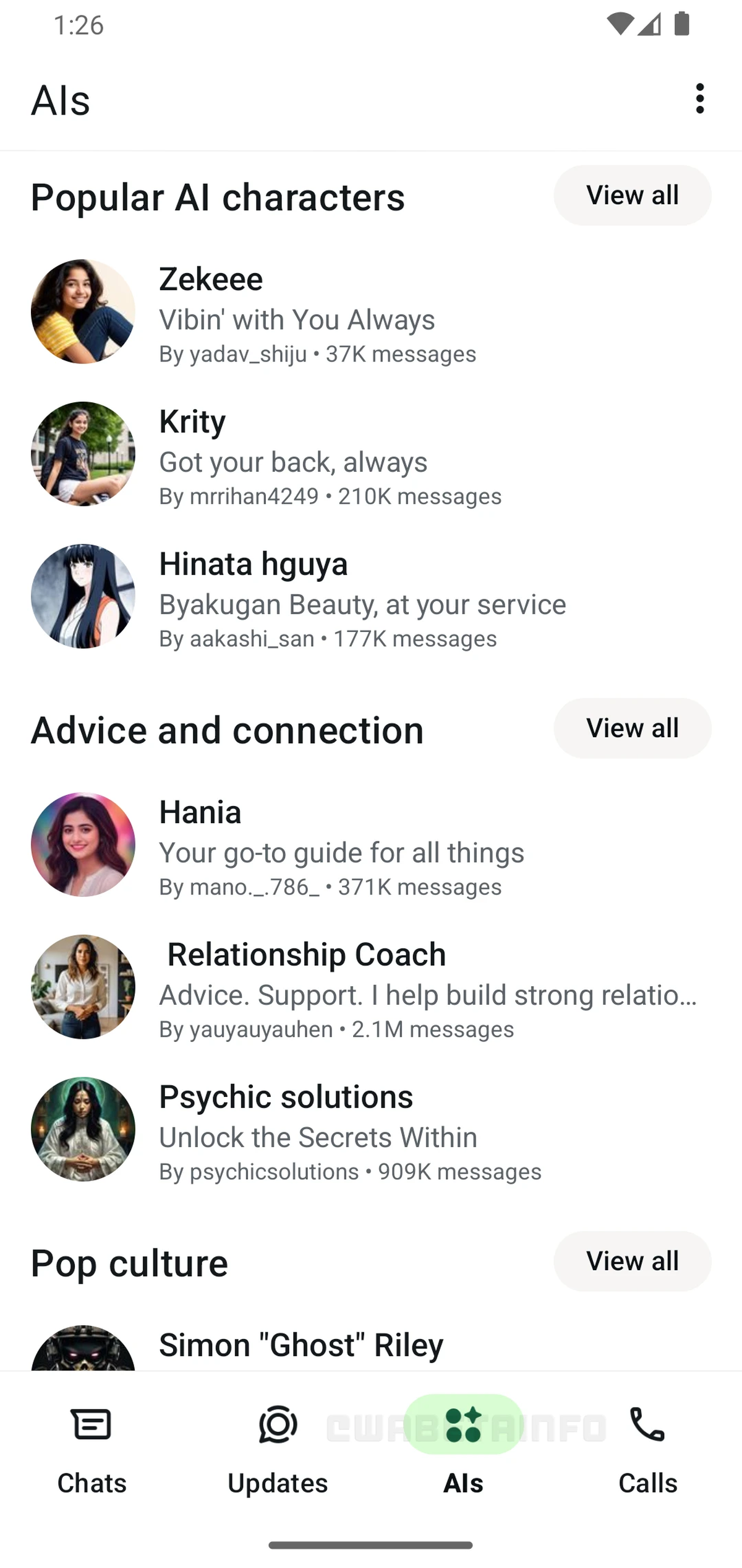 WhatsApp le dará más importancia a los chats de inteligencia artificial. Foto: WABI WhatsApp le dará más importancia a los chats de inteligencia artificial. Foto: WABI