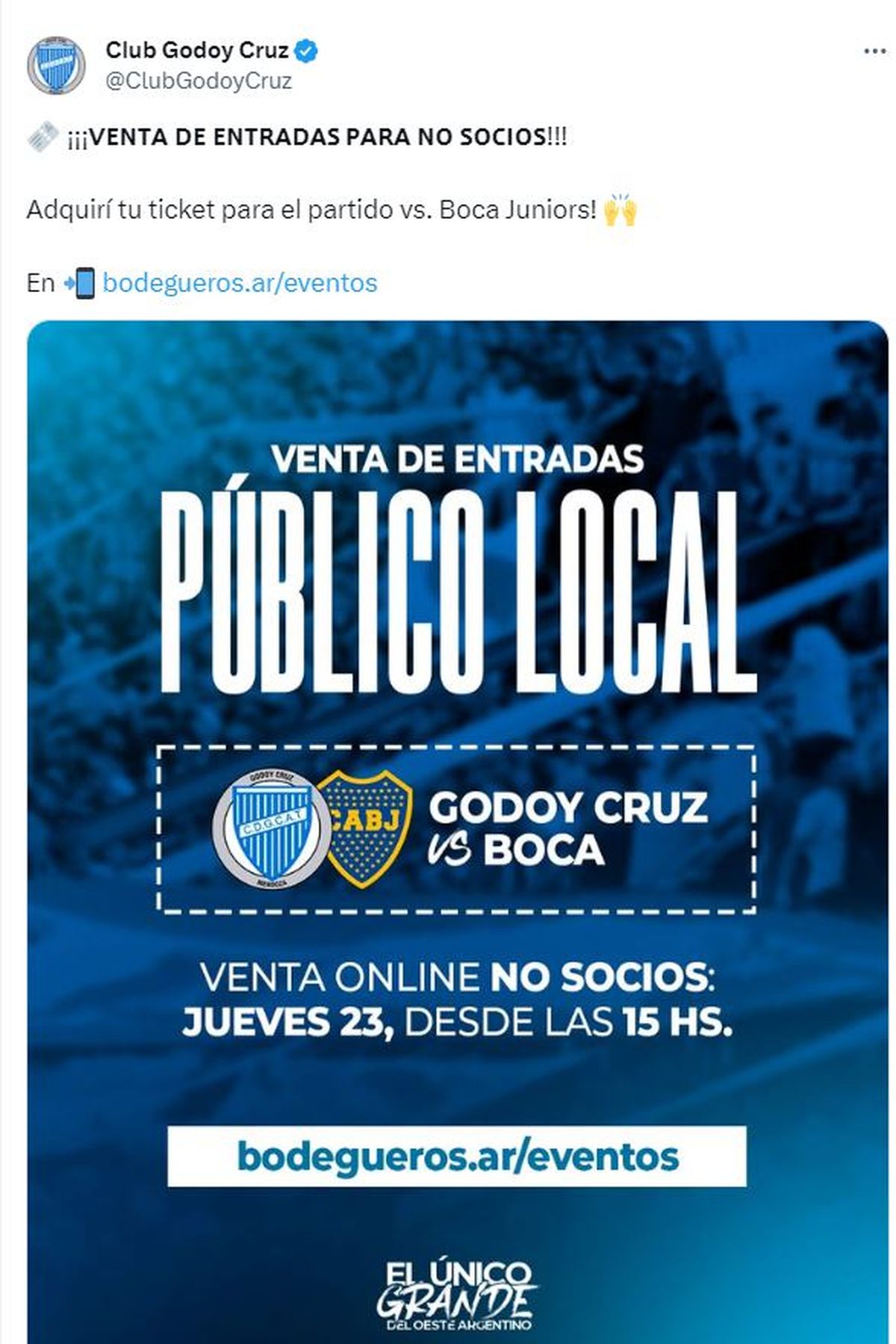 Venta de Entradas para la Semifinal vs. Godoy Cruz en San Nicolás