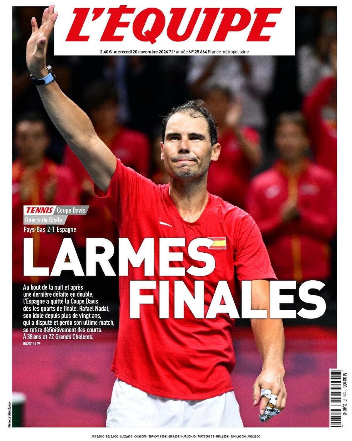 Lágrimas finales titulo L'Equipe en Francia.