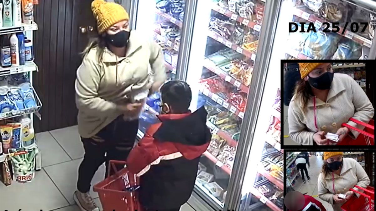 Una mujer y su hijo quedaron grabados tras robar en un minimarket