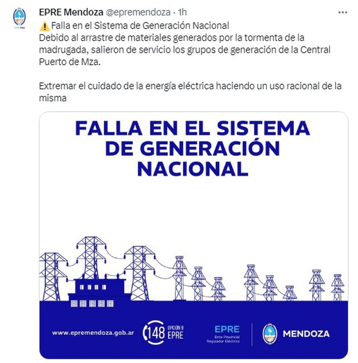 El mensaje del EPRE sobre la situación del sistema. El mensaje del EPRE sobre la situación del sistema.