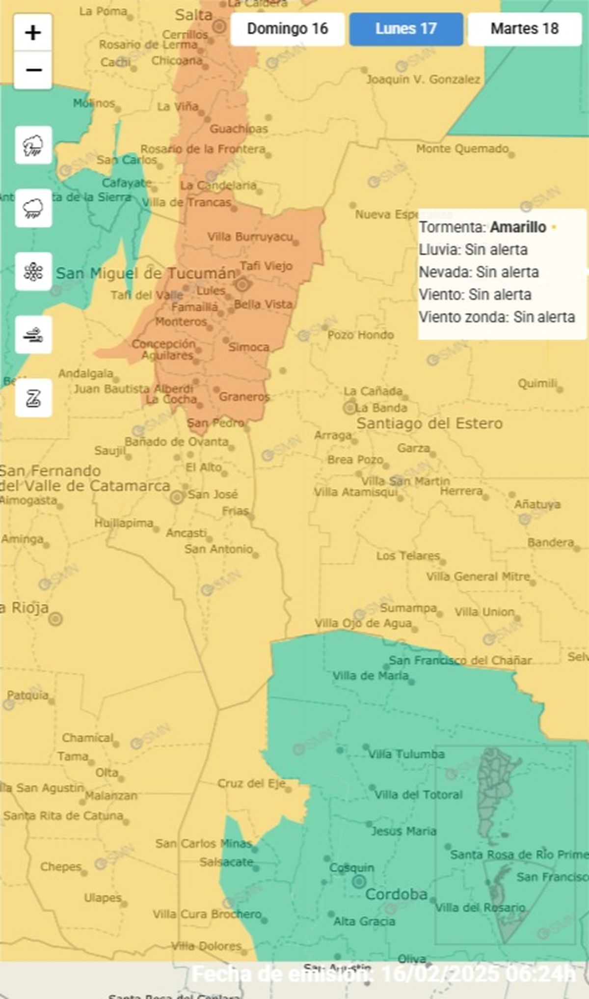 Toda la provincia se encuentra en alerta naranja Toda la provincia se encuentra en alerta naranja