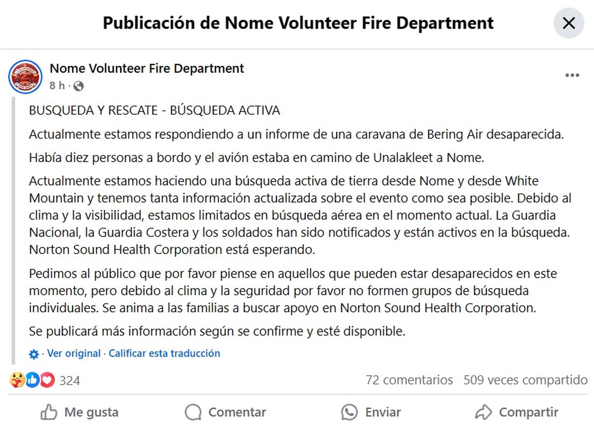 El comunicado de Nome Volunteer Fire Department. El comunicado de Nome Volunteer Fire Department.