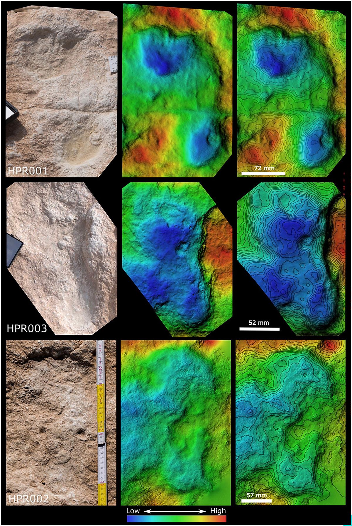 Las huellas fosilizadas halladas en el antiguo lecho del lago Alathar muestran una preservación excepcional gracias a las propiedades del lodo, permitiendo a los investigadores identificar con precisión el paso de siete humanos que caminaron por esta región de Arabia Saudita hace aproximadamente 120 mil años. Las huellas fosilizadas halladas en el antiguo lecho del lago Alathar muestran una preservación excepcional gracias a las propiedades del lodo, permitiendo a los investigadores identificar con precisión el paso de siete humanos que caminaron por esta región de Arabia Saudita hace aproximadamente 120 mil años.