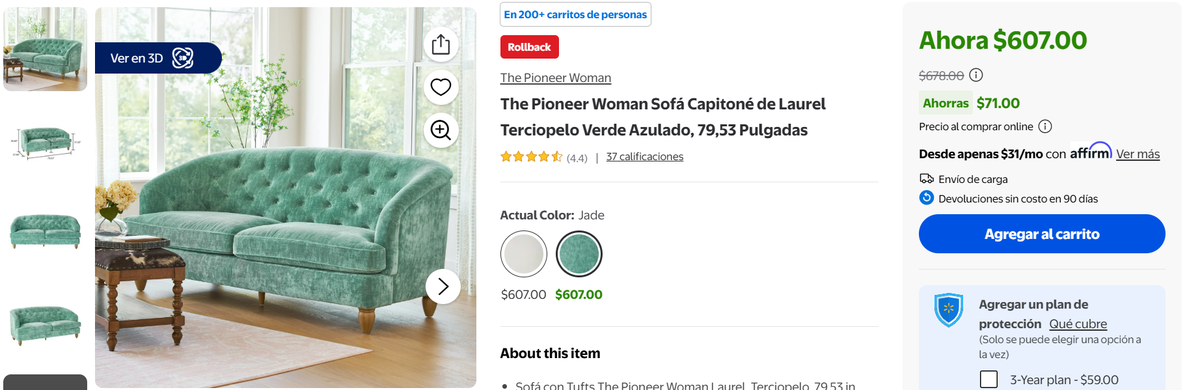 Sofá de oferta en Walmart. Sofá de oferta en Walmart.