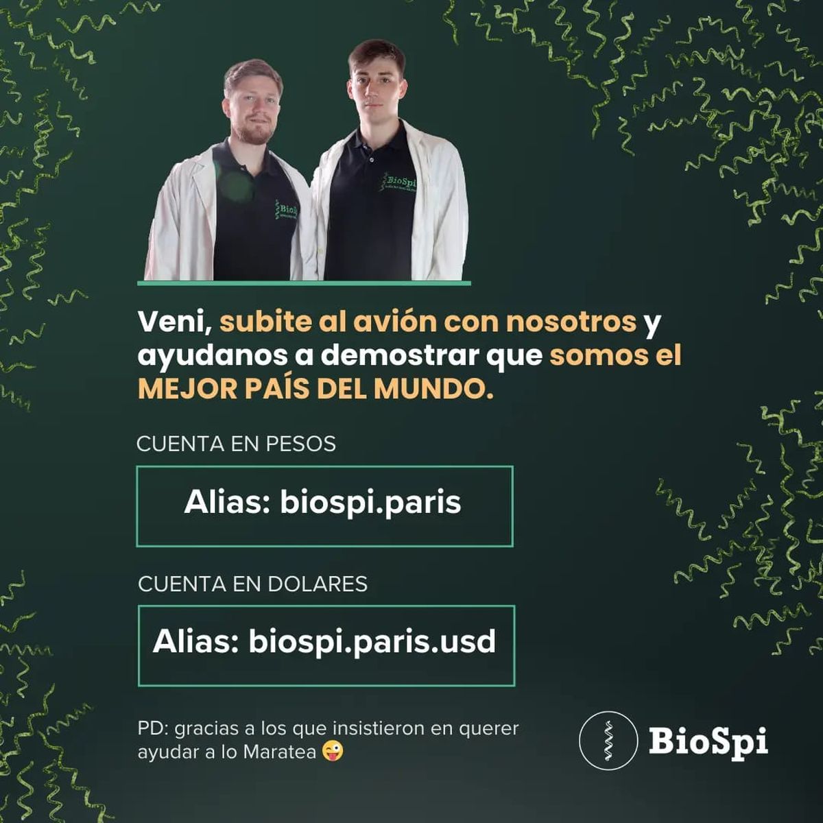 Jeremías y Uriel en el pedido de colaboración para su proyecto, subido a redes sociales.