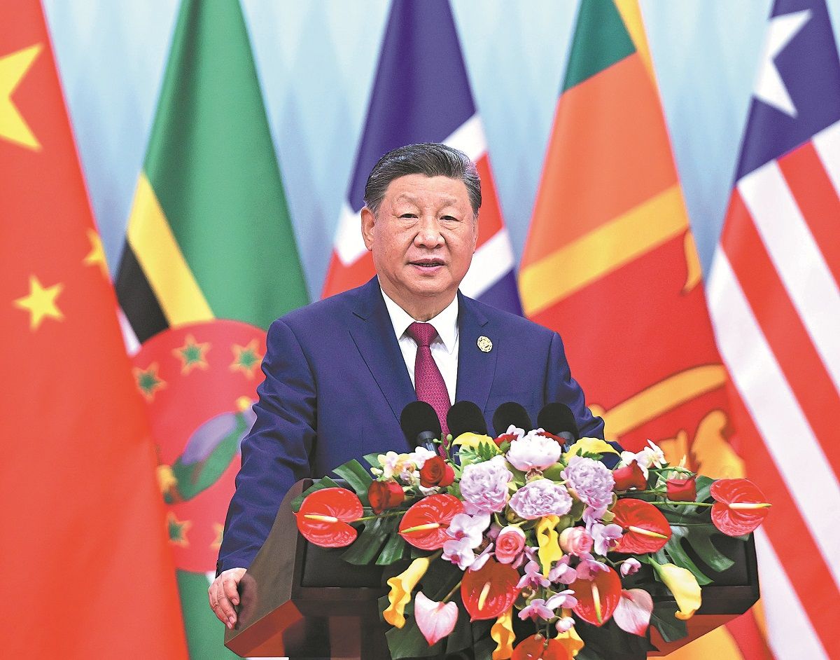 El presidente chino, Xi Jinping, pronuncia un discurso en la ceremonia de apertura de la Conferencia de Líderes Mundiales sobre la Mujer, celebrada en Beijing el 13 de octubre. SHEN HONG / XINHUA