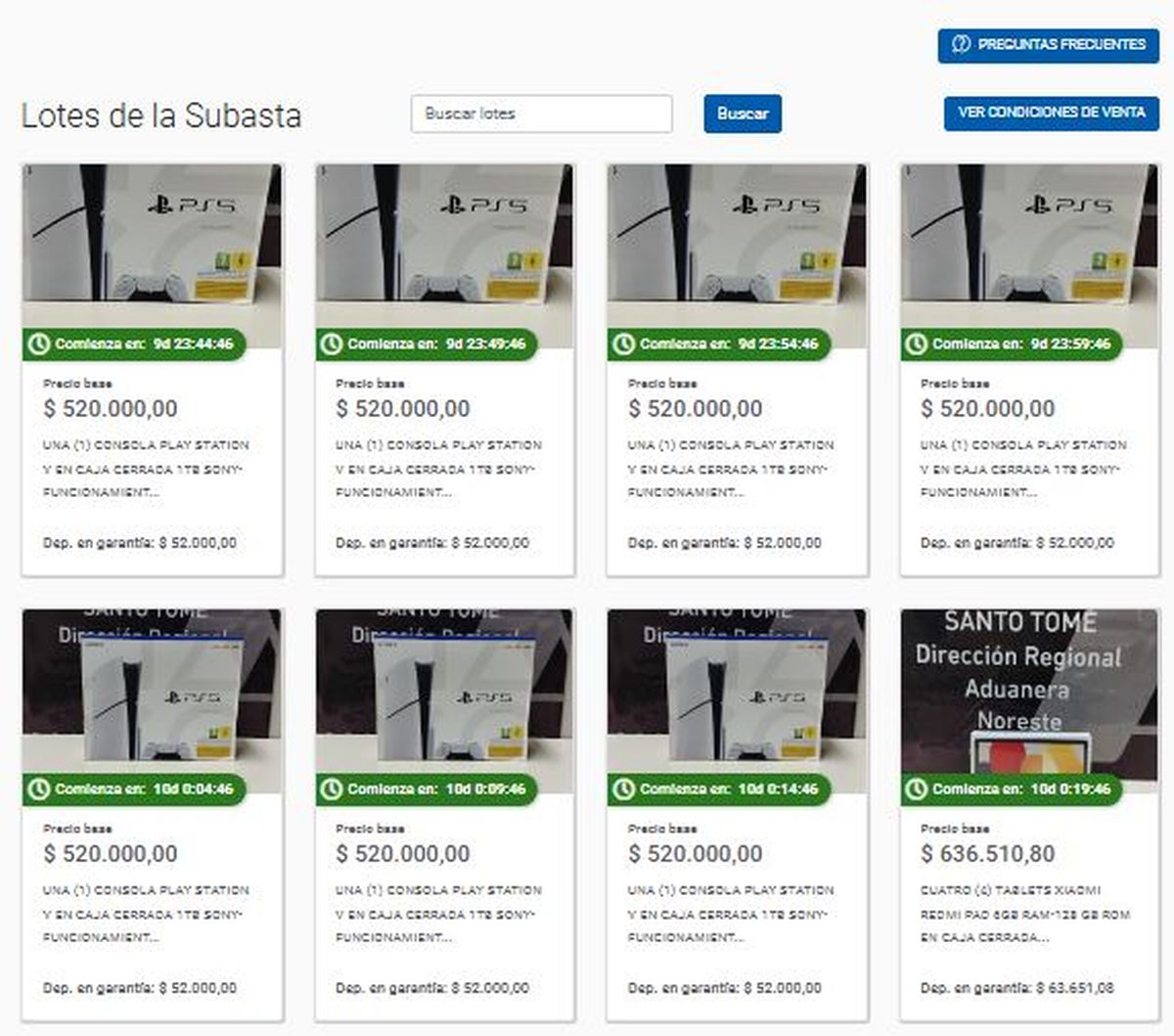 El Banco Ciudad subasta, en su modalidad online, siete Play 5 con precio base de $520.000.