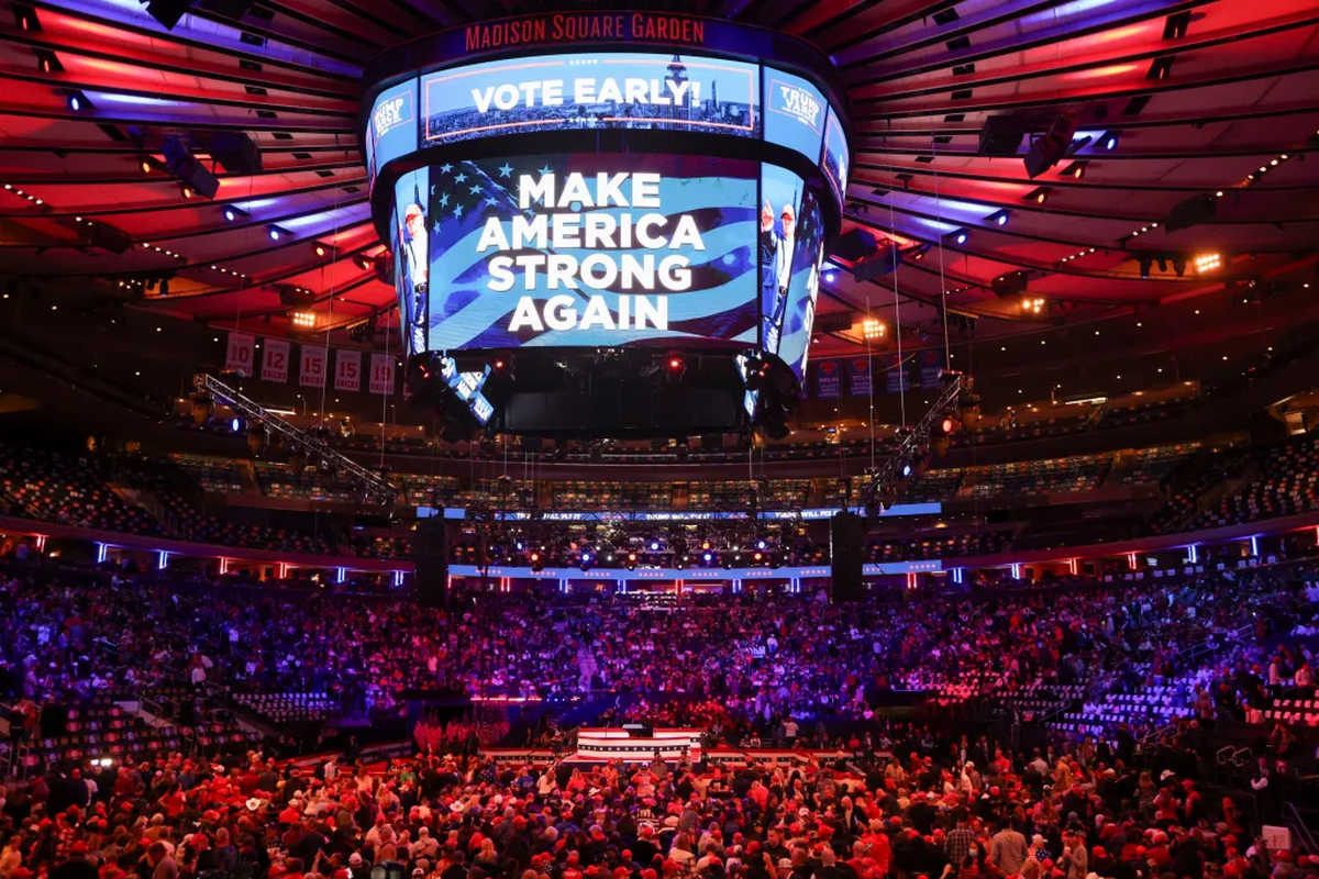 Unas 20 mil personas apoyaron a Donald Trump en Nueva York en el Madison Square Garden. Crédito: EFE/Sarah Yenesel. Unas 20 mil personas apoyaron a Donald Trump en Nueva York en el Madison Square Garden. Crédito: EFE/Sarah Yenesel.