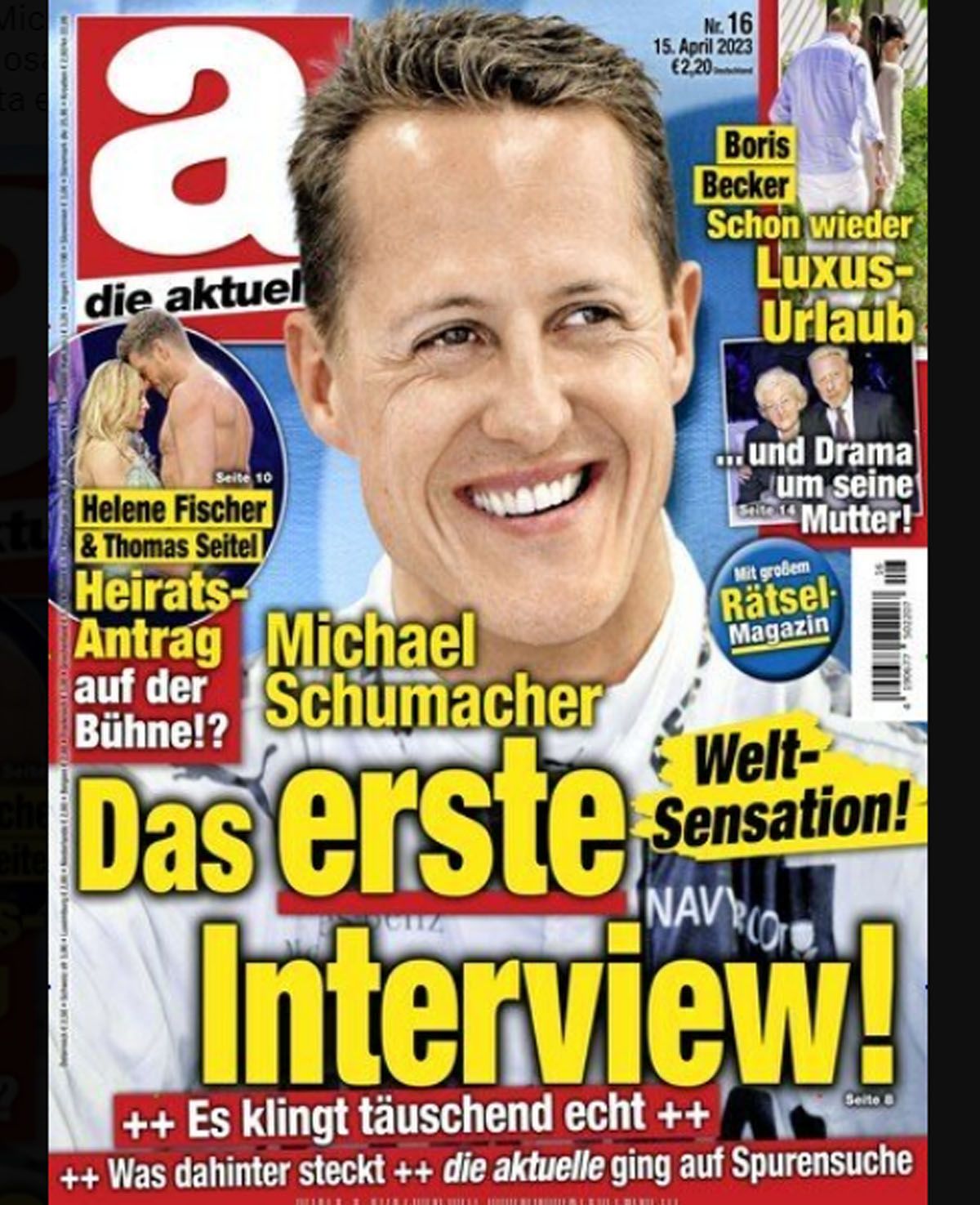 La tapa de la revista que publicó la supuesta entrevista a Michael Schumacher