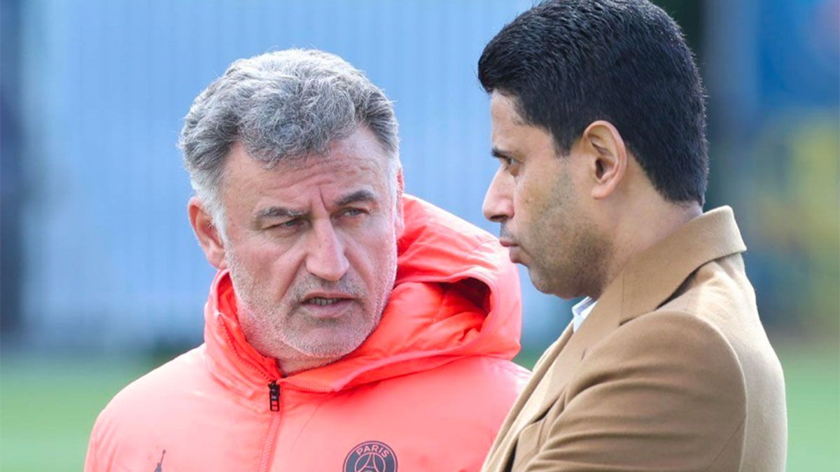 Christophe Galtier con el presidente del PSG