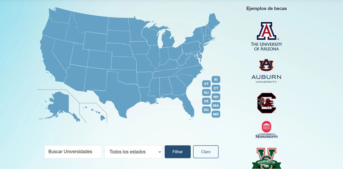 Así se ve la página web que proporciona información sobre becas universitarias en Estados Unidos. Así se ve la página web que proporciona información sobre becas universitarias en Estados Unidos.