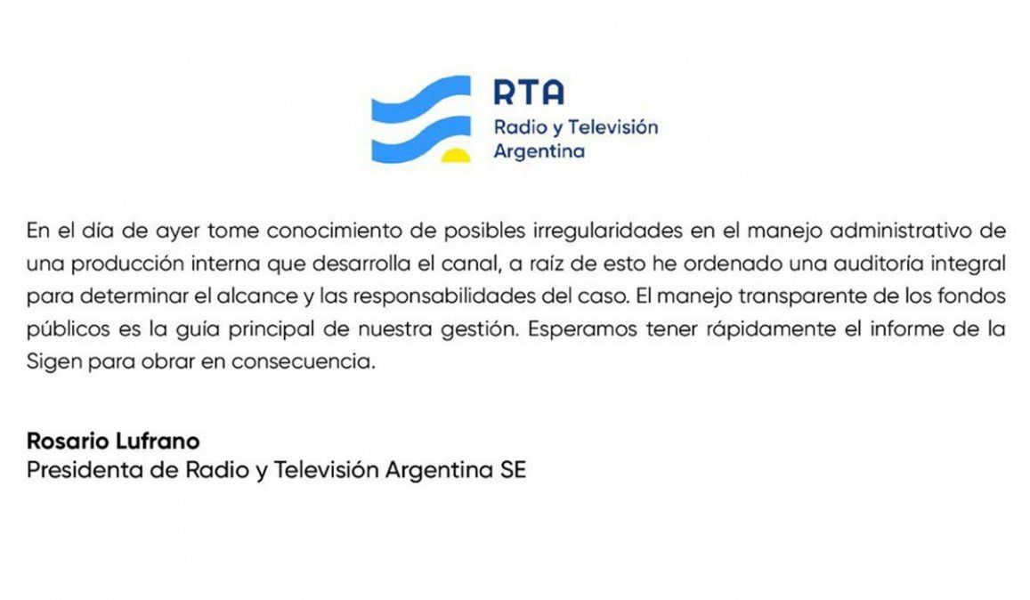 Lufrano sobre la investigación del faltante de dinero que se encontró en la TV Pública: no fueron bolsos sino cheques