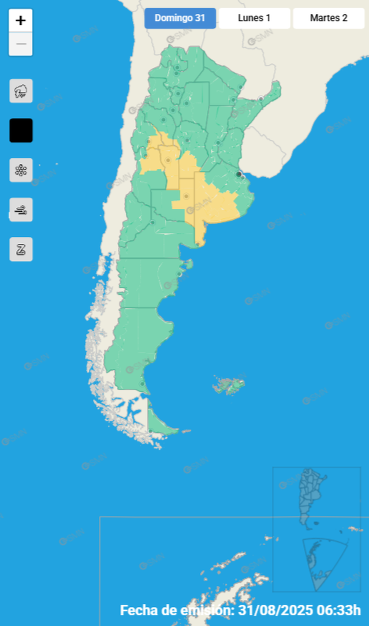 Estas son las zonas afectadas este domingo Estas son las zonas afectadas este domingo