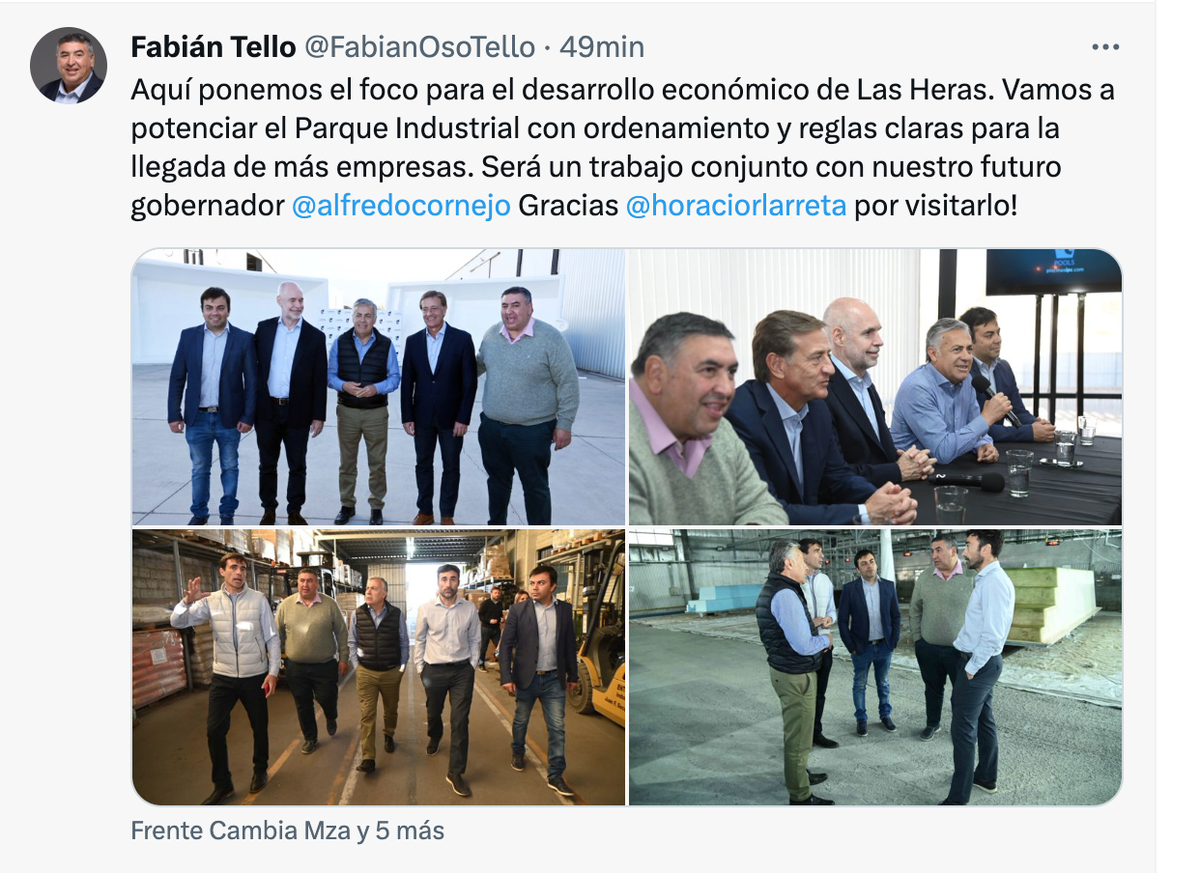 Los candidatos de Cambia Mendoza en una empresa de Las Heras que comercializa psicinas. Los candidatos de Cambia Mendoza en una empresa de Las Heras que comercializa psicinas.