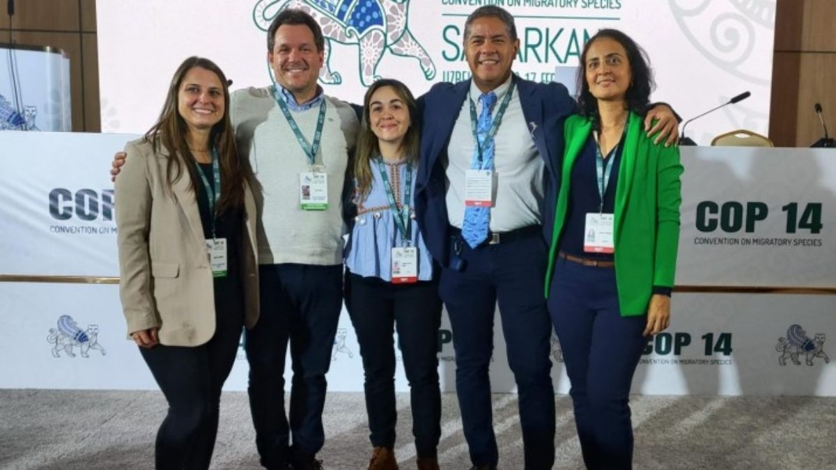 Miembros de WCS acompañando a los delegados de Brasil y Panamá, países que presentaron la propuesta de la inclusión del escalandrún en la CMS. Miembros de WCS acompañando a los delegados de Brasil y Panamá, países que presentaron la propuesta de la inclusión del escalandrún en la CMS.