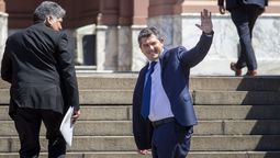 El gobernador de San Juan, Marcelo Orrego, antes de su reunión con el designado ministro del Interior, Diego Santilli.