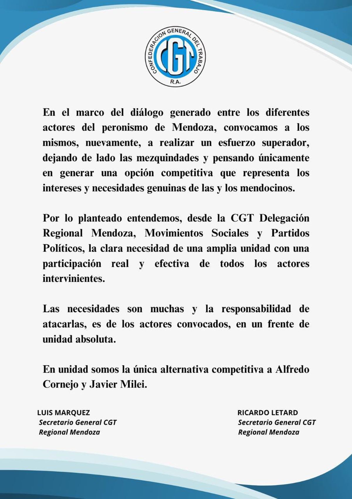 El PJ comunicó la postura de la CGT en medio de la interna del peronismo. El PJ comunicó la postura de la CGT en medio de la interna del peronismo.