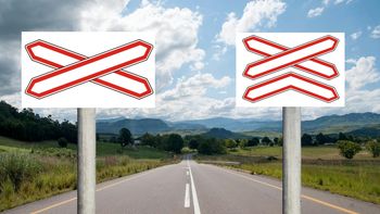 ¿Cuál es la diferencia entre estas dos señales de tránsito con forma de Cruz de San Andrés y qué significan? ¿Cuál es la diferencia entre estas dos señales de tránsito con forma de Cruz de San Andrés y qué significan?