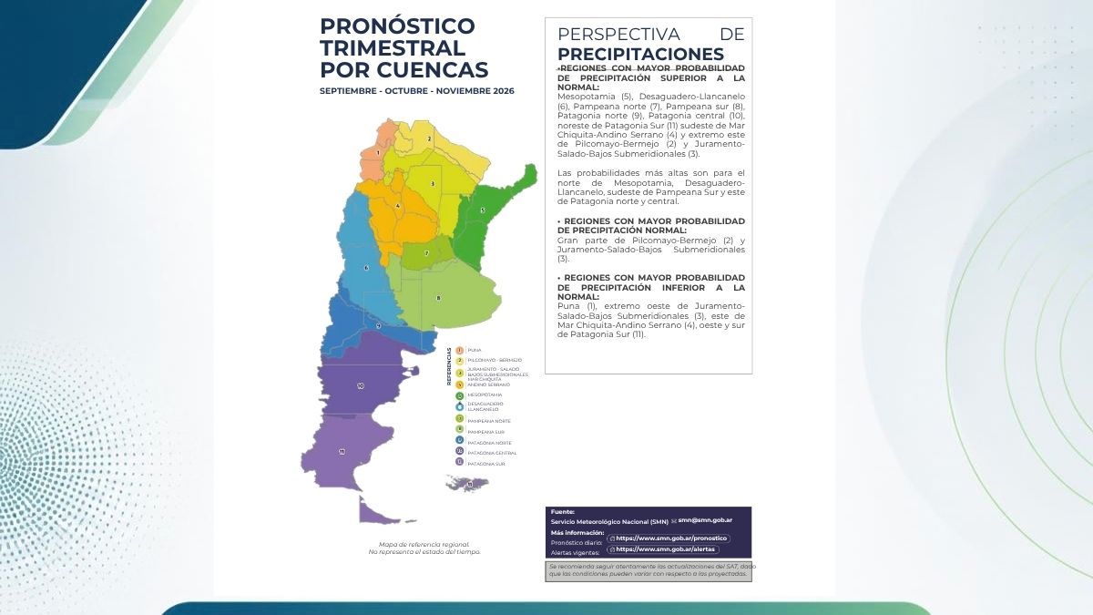 Mendoza se encuentra entre las regiones con mayor probabilidad de lluvias por encima de lo normal. Mendoza se encuentra entre las regiones con mayor probabilidad de lluvias por encima de lo normal.