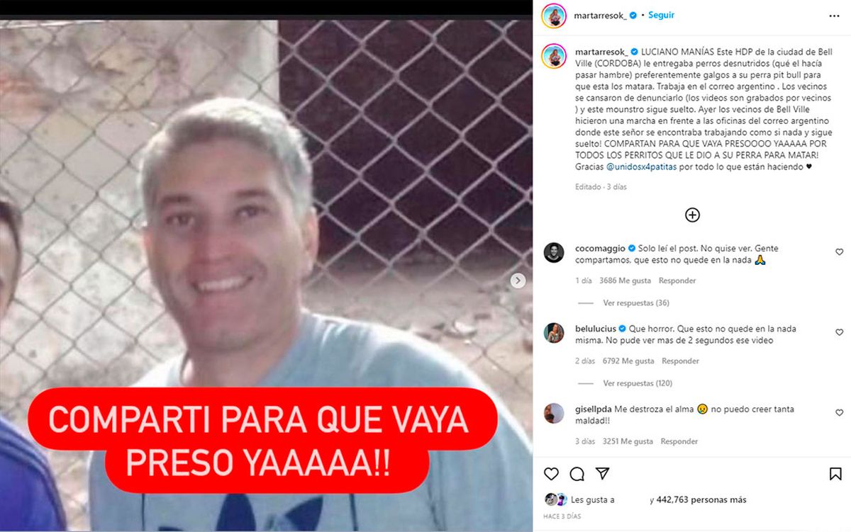 La influencer Mar Tarres se sumó al pedido de justicia que realizaron los proteccionistas de Córdoba.
