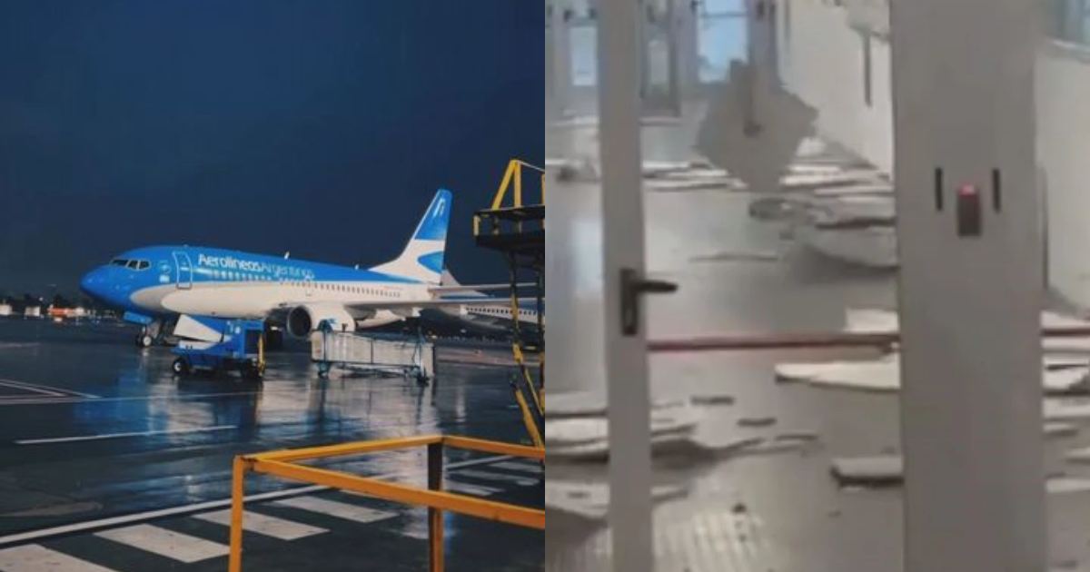 El aeroparque Jorge Newbery está cerrado por el temporal y hay más de 35 vuelos cancelados (Foto: captura)