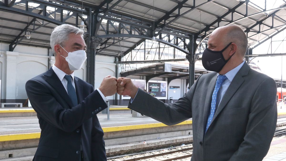 Mario Meoni junto a Alexis Guerrera, quien es el actual presidente de Trenes Argentinos. Ahora estará al frente del Ministerio de Transporte.