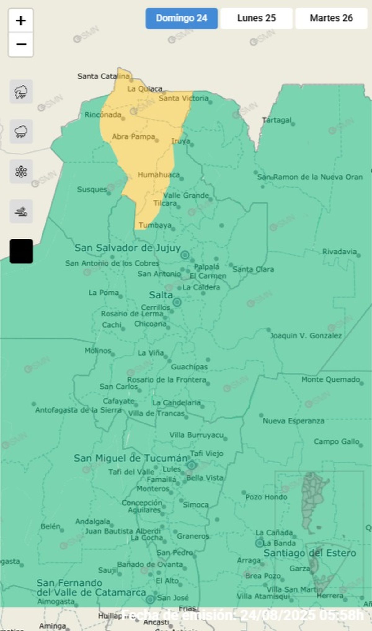 Esta es la única zona en alerta por viento Zonda Esta es la única zona en alerta por viento Zonda
