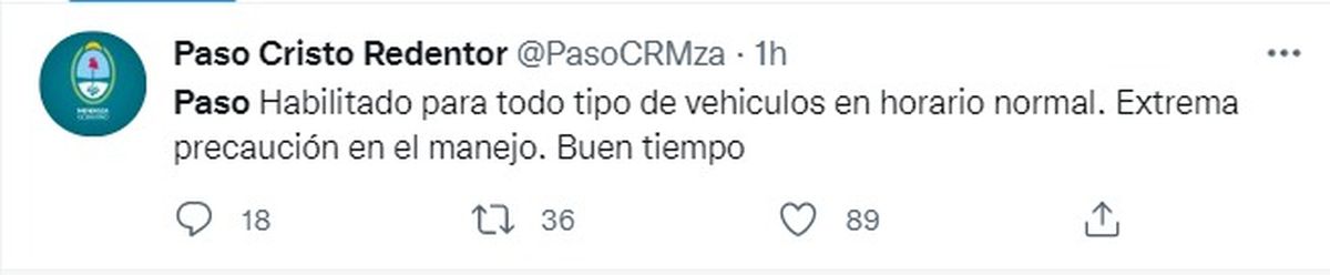 El mensaje de las autoridades argentinas.