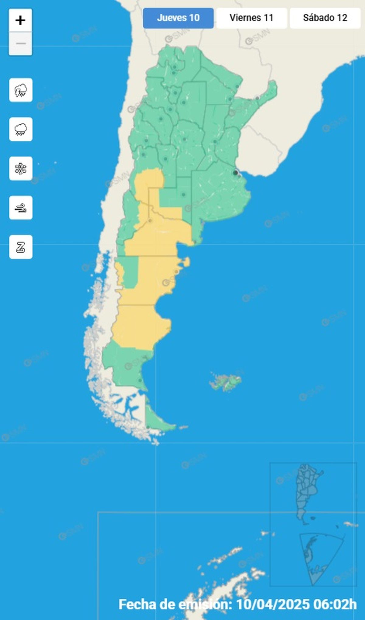 Estas son las provincias que se encuentran en alerta Estas son las provincias que se encuentran en alerta