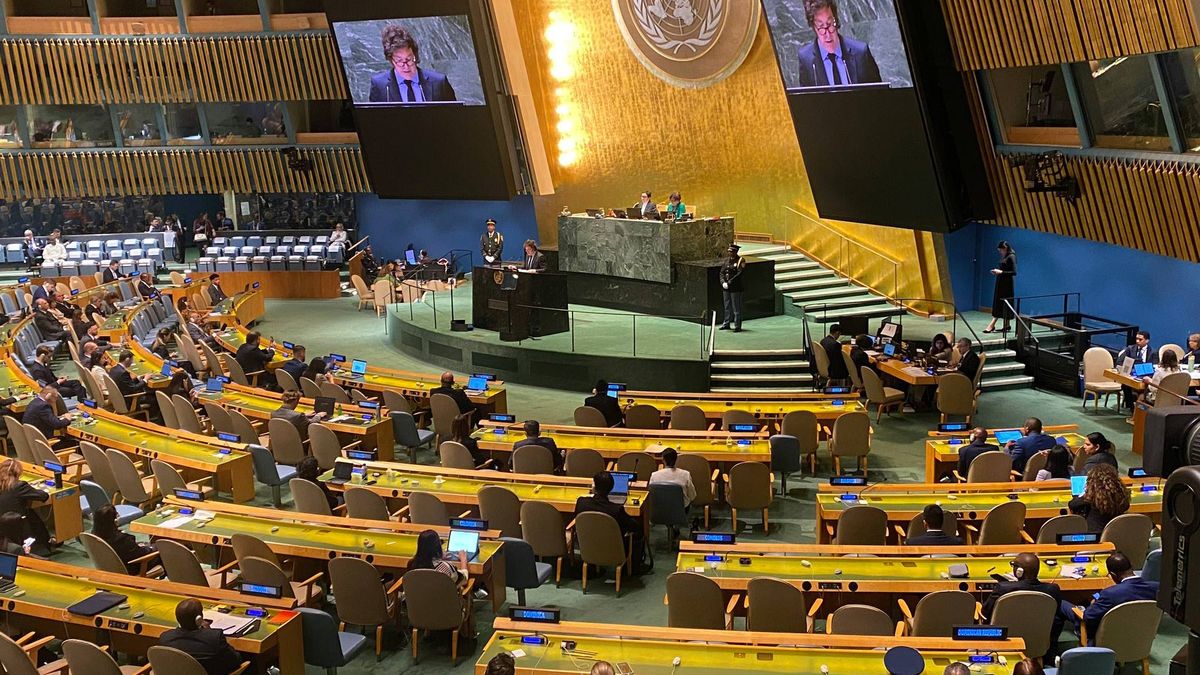 El momento del discurso del presidente Javier Milei ante la asamblea de la ONU. El momento del discurso del presidente Javier Milei ante la asamblea de la ONU.