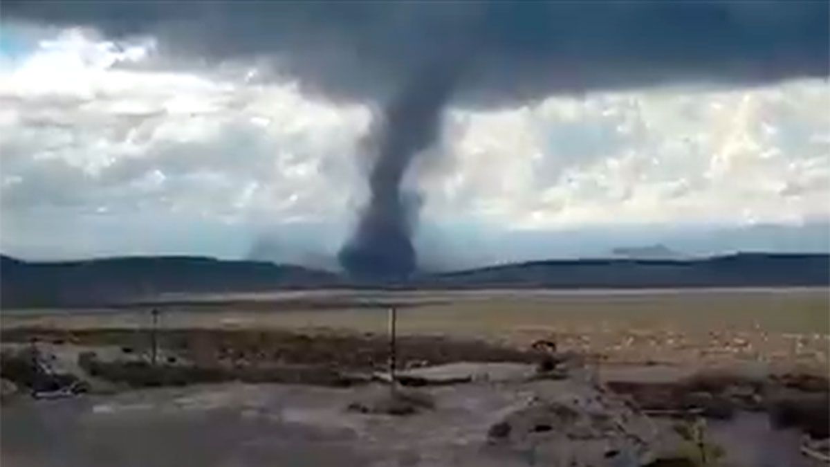 Espectacular tornado se dio en Malargüe. (Captura de video).