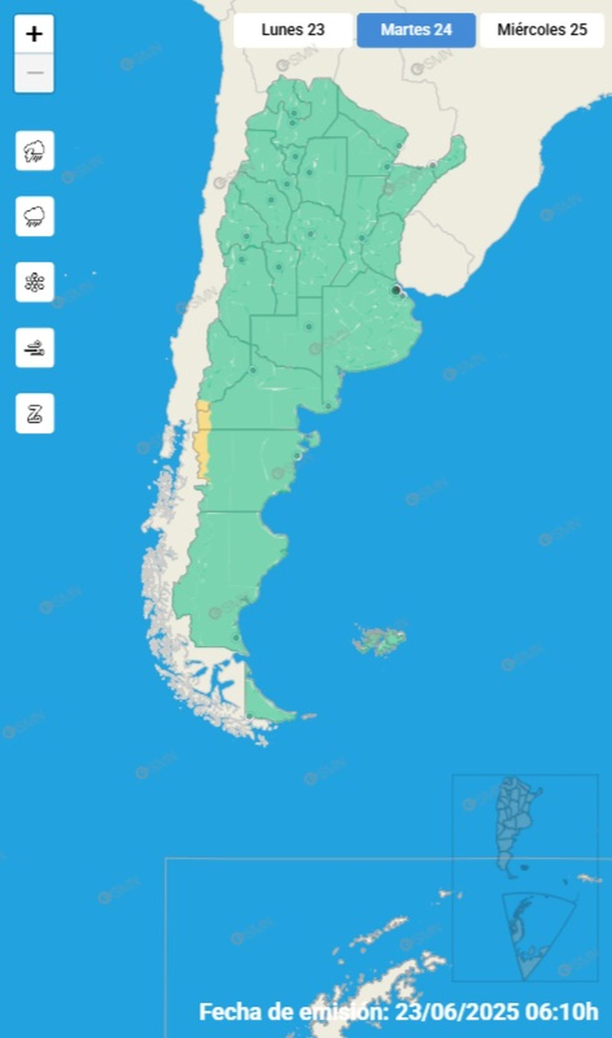 Estas son las provincias afectadas este martes Estas son las provincias afectadas este martes